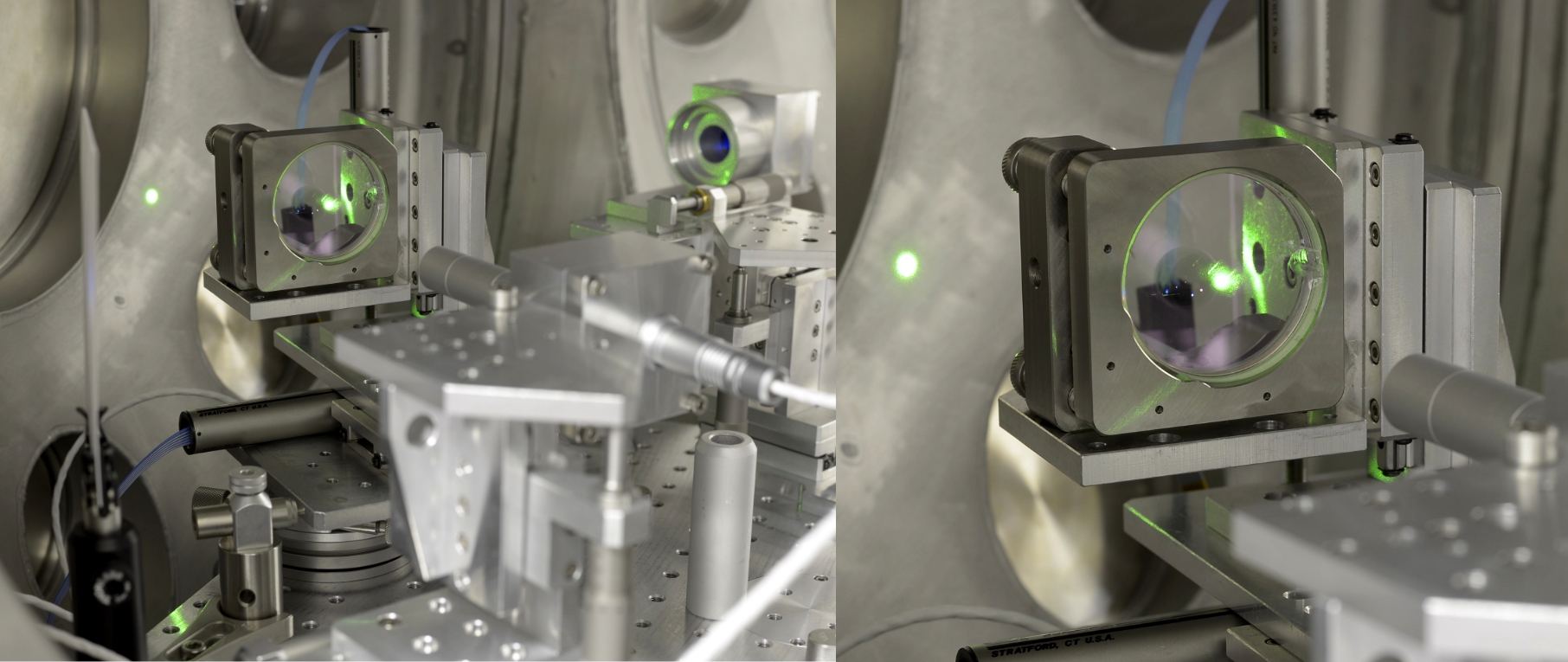 Detail komory, kam při pokusu zamíří svazek laserových paprsků (Copyright ELI Beamlines)
